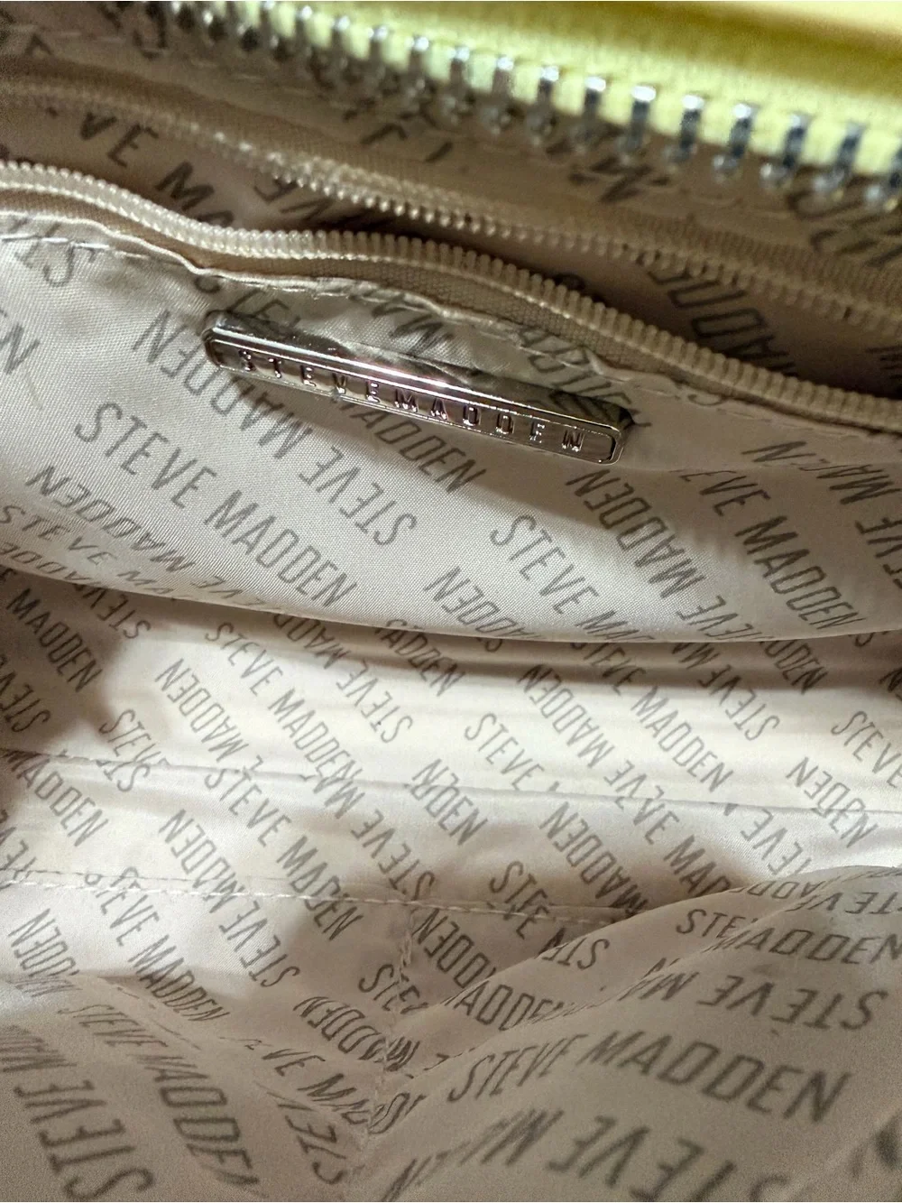 Steve Madden Pale Yellow Crossbody with Wide Strap and Coin Pouch